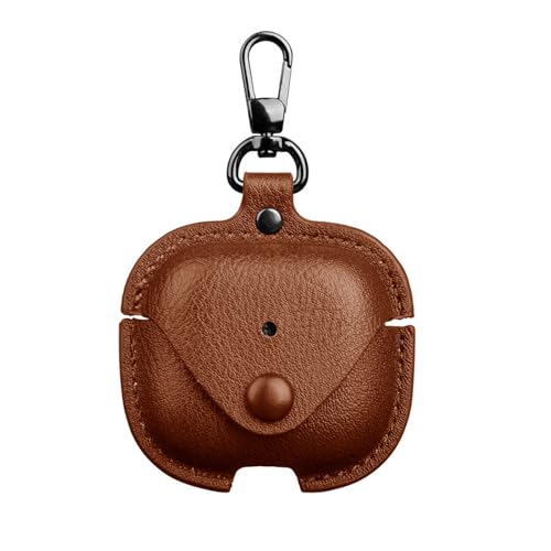 KUSINHOKA Custodia Compatibile con AirPods 4, Anti-Graffio Cover Protettiva in Pelle con Moschettone, Antiurto Portatile Protettiva Custodia per AirPods 4 2024, Marrone