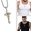MERTTURM Cross Necklace Men, Gold Sliver Jesus Crucifix Necklace, Stainless Steel Cross Pendant Necklace with Gift Box, Church Christian Jewelry for Boy, Men, Hip Hop, Punk, Baptism #1