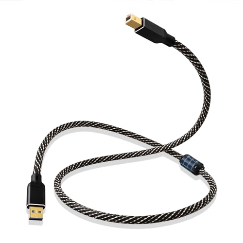 YYTCG 3.0 USB 3.28ft HiFi Audio Cable -USB A to USB B,4N OFC Core,24K Gold-Plated Connectors,USB A