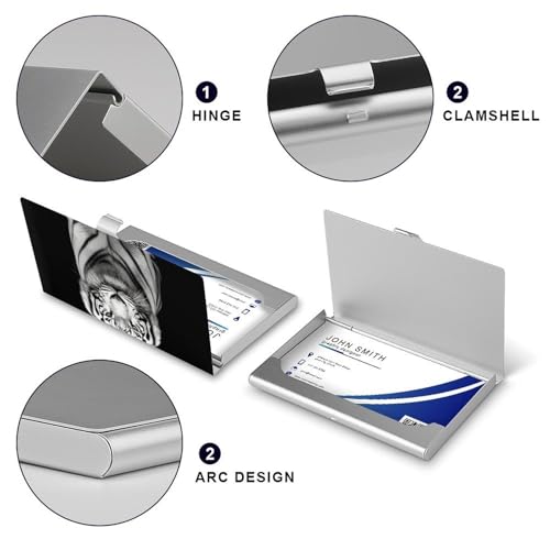 Metal Business Card Holder Ultra Slim - Black And White Tiger Professional Aluminum Alloy Card Case with Magnetic Closure, Compact ID Credit Card Organizer Wallet for Men Women4