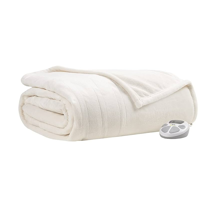 HEATED BLANKET ホワイト Brookstone Twin Size Auto-shut Electric Bed: 62