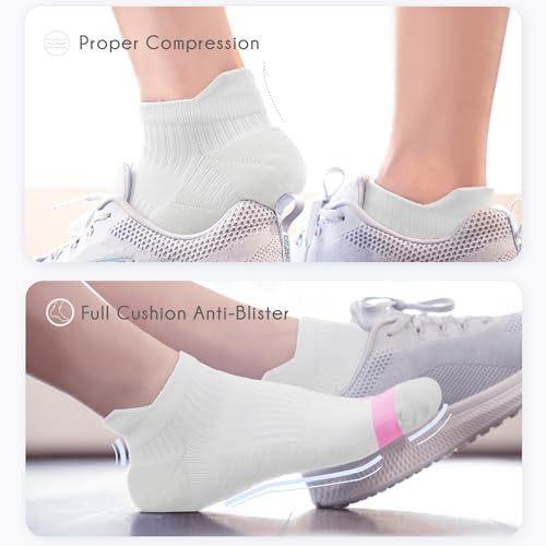 BRISIRA Coolmax Bamboo Viscose Women Compression Running Ankle Socks No Show Athletic Wicking Thick Cushioned Arch Support3