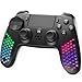 Produktbild NITHO Wireless Controller für PS4/PC/Android/iOS/PS3, Gamepad Joystick mit 6-Achsen Gyro Sensor, Dual Vibration, RGB-Beleuchtung, 3,5mm Audioanschluss - Leichter Controller für Playstation 4/PC
