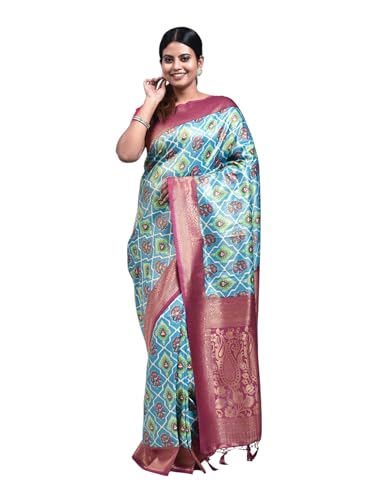 Stotra Light Blue Paithani Peacock Design Semi Silk Kanjeevaram Saree
