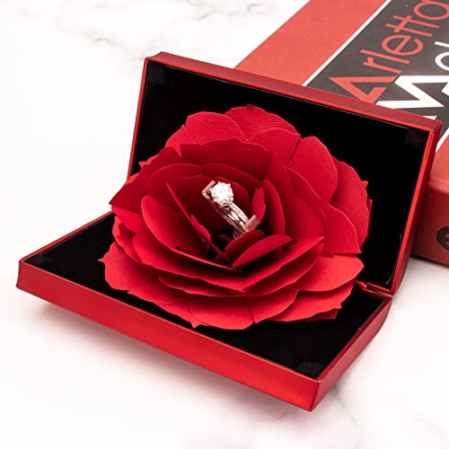 Image of Engagement Ring Box,Ring Rose Box Surprise Jewelry Storage Holder for woman as Proposal Engagement Wedding Ring Jewelry Gift Case in Valentine's Day ect.