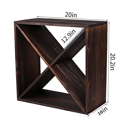 Fdhuijia Wine Rack Cabinet Countertop Wooden Stackable Storage Retro Cube 24 Bottles Freestanding Floor Wine Holder Stand (Black) #TOP2