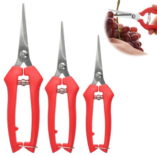 LOGJAM 3 Pcs Trimming Pruning Scissors Shears, 3 Size Plant Snips For Gardening, Long Bulk Pruners...