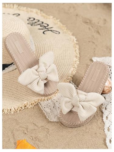 GORGLITTER Girl's Bow Dress Sandals Braided Straw Open Toe Summer Cute Slip on Slides3