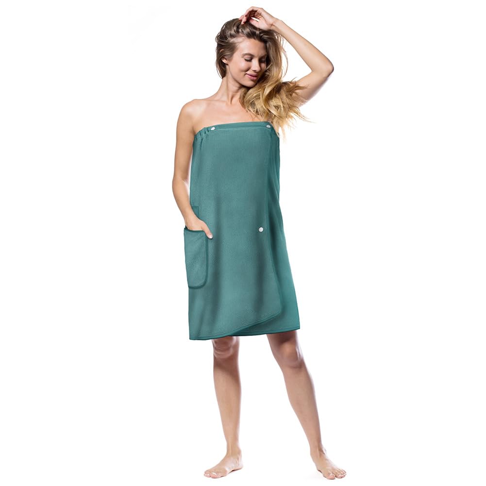 Aomig Saunakilt Damen Sauna Saunatücher Saunahandtuch 80 * 140 cm Knopffrottee Gummizug Saunarock Elastische Taschen Saunakleid Damen Grösse Anpassen Saunatuch Hamamtuch Saunakilt Tragbar Badetücher