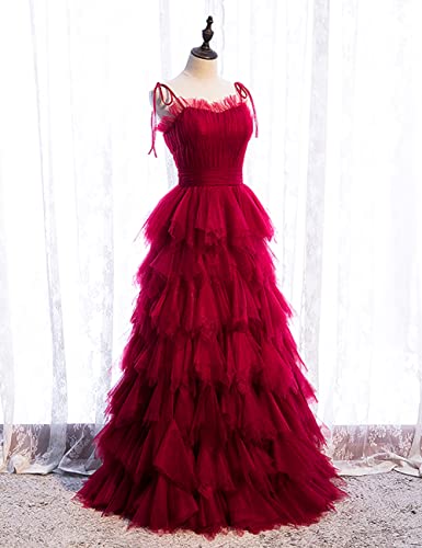 Long Prom Dress Tulle Sleeveless A-Line Formal Evening Dresses Spaghetti Strap Wedding Guest Dresses3