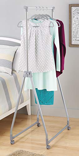 Whitmor Foldable Garment Rack - Rolling Clothes Hanger - Adjustable Height