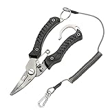 Booms Fishing H1 Fishing pliers Stainless Steel Construction can Split Ring and Cutting Line Comes with Coiled Lanyard Blue