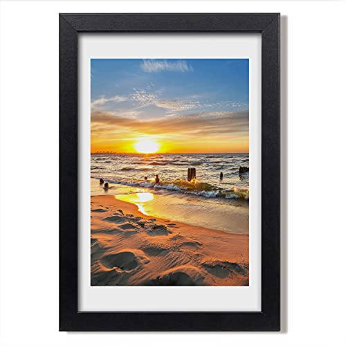 Cadre photo 20x30 cm en bois MDF Tulup avec affiche décorative de coucher de soleil