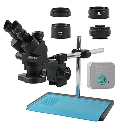 顕微鏡キット 2K 4K 48MP HDMI USB 3.5-90Xズーム三眼実体顕微鏡カメラセットはんだ付け修理用 顕微鏡レンズアダプター (Color : 48MP 4K 2K HDMI USB A)