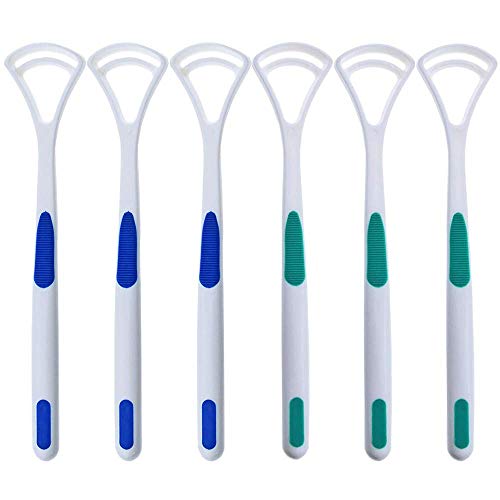 Tongue Cleaner by Ashtonbee (6-Piece) - High-Quality Plastic, Gentle Bacteria Inhibiting Scraper, Easy to Use Antimicrobial Sweeper, Colours May Vary, Maintain a Healthy Mouth Today!