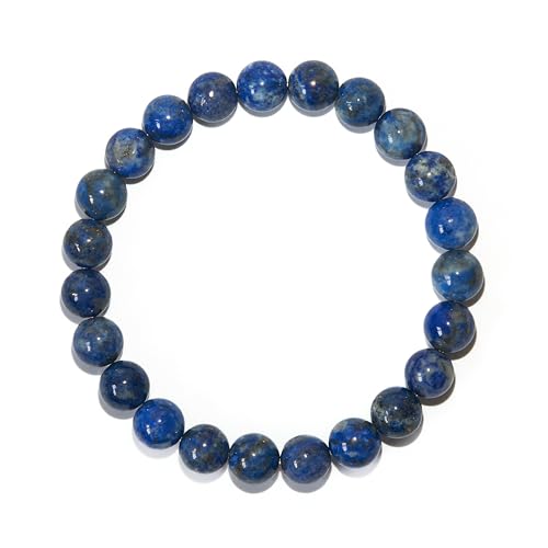 BANANE LAB Lapis Lazuli Beaded Bracelet with Mystery Polished Crystal Pendant - 8mm Real Natural Gemstone Beads for Men Women - Wisdom Truth Intuition Gift for Her him - Fits 6.75 Wrist