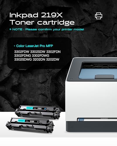 iNKPAD 219X 219A MFP 3302FDWG Tóner (con chip) Compatible con HP 219X 219A Color LaserJet Pro MFP 3302FDWG 3302FDNG 3302SDWG 3302FDW 3302SDW 3302FDN 3202DN (4 unidades) — view 3