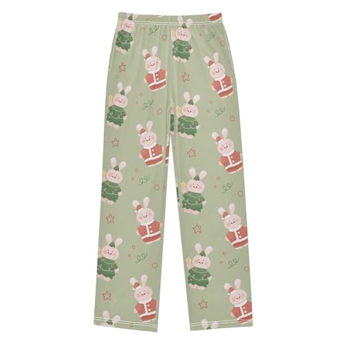 Boys' Pants Christmas Animal Rabbit Santa Long Bottoms Jogger Pants Elastic Waist Trousers with Pockets S-XL