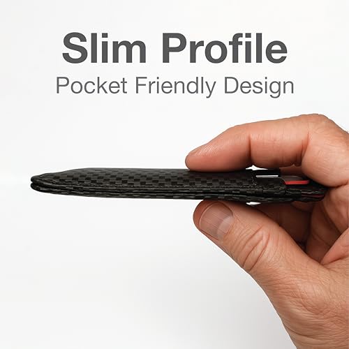 Slim Wallet - Minimalist Credit Card Holder for Men and Women, Small Front Pocket Wallet with RFID Protection, Vegan Leather Thin Business Card Wallet - Black Carbon3