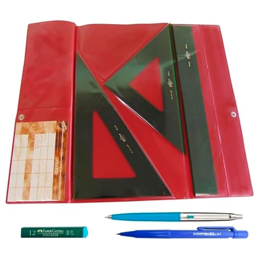 Faibo Lote Estuche técnico Verde Juego Compuesto por Regla 30 cm GRADUADA, escuadra y cartabón de 25 cm SIN GRADUAR + Portaminas Edding P12 + 1 Tubo de 12 Minas Faber Castell 0.7 mm HB
