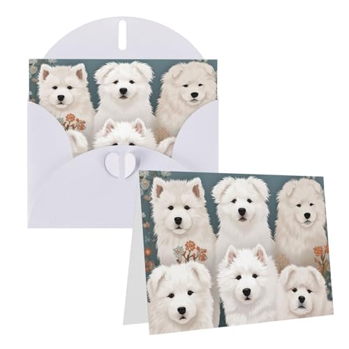 Cartes de vœux motif petits chiens blancs pour écrire à vos proches