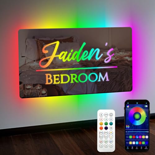 Image of Personalized Mirror LED Business Name Sign | Acrylic mirror finish, office branding, salon decor, lobby display, custom logo, modern commercial wall art