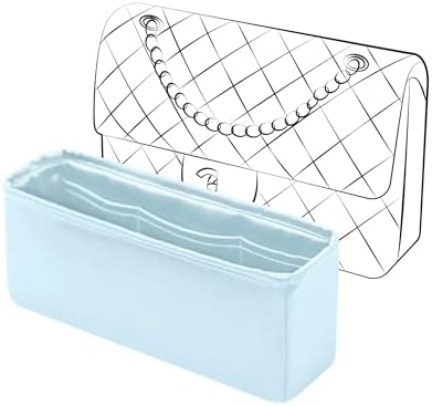 Classic Flap Medium Insert, Purse Organizer Insert Compatible with Chanel Classic Flap Bag Medium, Lightweight and Silky Smooth Handbag Shaper (Medium, Celeste)
