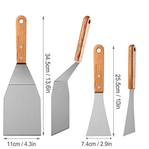grilljoy 10PC Professional Griddle Spatula Set-Food Grade Stainless Steel Breakfast Kit-Grill Griddle Set for Flat Top Outdoor Cooking - Ideal