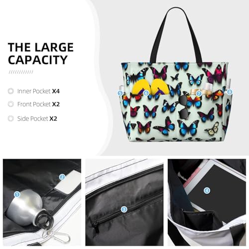 Butterfly And Cello Extra Large Tote Bag For Women,Foldable Beach Bag With Pocket Weekender Travel Overnight Bag3