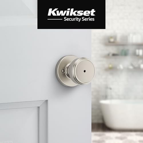 Image of Kwikset Maven Interior Privacy Door Knob with Lock, Round Door Handle for Bathroom and Bedroom, Satin Nickel Keyless Turn Lock Doorknob, with Microban Protection