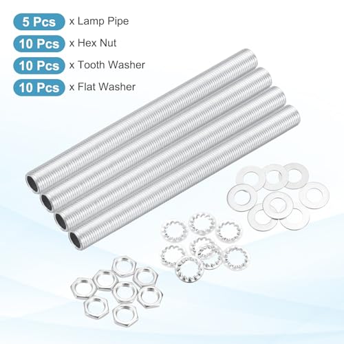 Image of MECCANIXITY 35Pcs 5.1 inch Lamp Pipe Kit with Nuts Washers 1 /8IP Thread Fasteners Assortment for Chandelier Ceiling Light Repair Assembly DIY Hardware