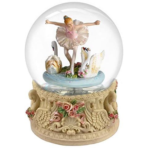 Big 3D Snow Globe Ballerinas Dancing in The Wonderland of Swan Lake Rotate Music Box with Colorful Lights Automatic Snowflake for Girlfriend Wife Daughter Christmas Birthday Gift Cover