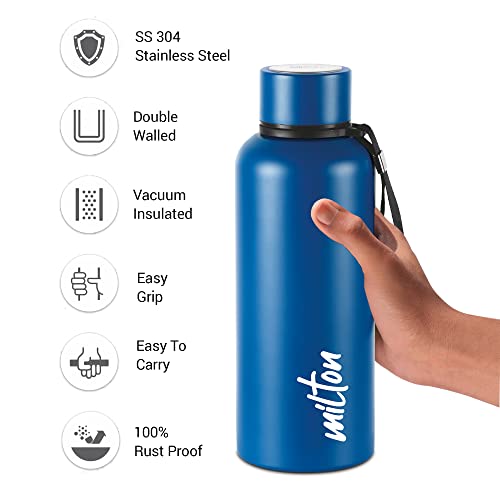 Image of Milton Aura 750 Thermosteel Water Bottle 725 ml, 24 Hr Hot and Cold I Leak Proof Lid, ISI Certified I Vacuum Insulated I for Office, Gym, School I Dark Blue