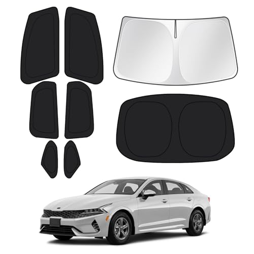 Image of Canvcle Window Shades for 2021-2026 Kia K5 Accessories Windshield Sun Shade Side Rear Window Covers Sunshade Sun Visor Shield Privacy Protection for Camping Keep Vehicle Cool Black 8PCS