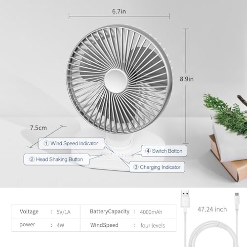 Conbola Small Oscillating Fan 4000Mah thumb #5