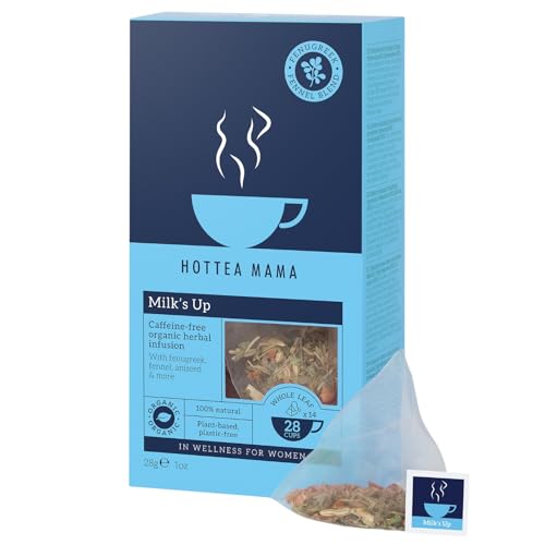 HOTTEA MAMA | Milk’s Up | Breastfeeding & Lactation Support Tea | Organic Fenugreek & Fennel | Caffeine-Free | Herbal Tea | 14 Whole Leaf Biodegradable Bags - Makes 28 Cups