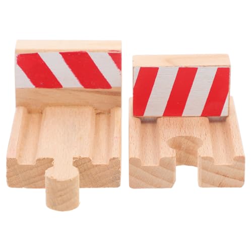 SUPVOX Accesorios De Vía Férrea De Madera para Trenes Infantiles 2 Piezas De Vía De Parada Roja y Blanca para Bricolaje Juego Educativo para Niños