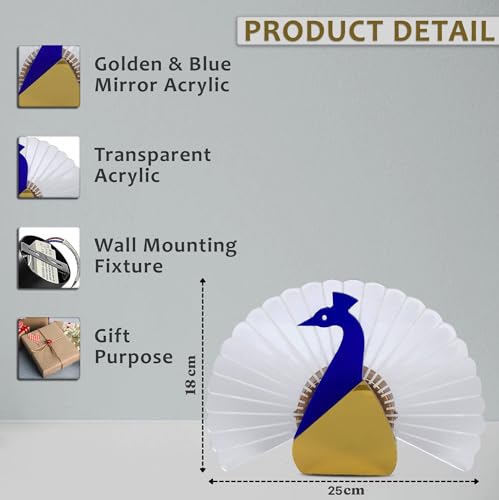 Image of Groeien 15watt LED Sconce Peacock Shape Modern Transparent Indoor Home Acrylic Wall Lamp for Bedroom, Livingroom, Indoor- Warm White (Peacock-15watt, 1)