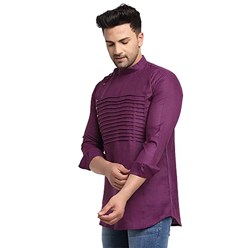 Image of SAIFOO Men's Rich Cotton Blind Short Kurta