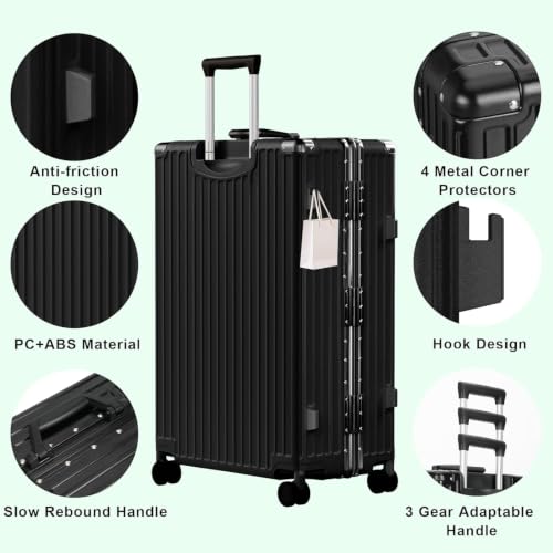 Image of AnyZip Carry On Luggage PC+ABS Aluminum Frame Zipperless Luggage Hard Shell Suitcase TSA Lock Double Spinner Wheels 20 Inch Black