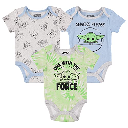 Image of STAR WARS Disney Boys Infant Short Sleeve Bodysuits Baby Costumes Multi Pack, 3PK