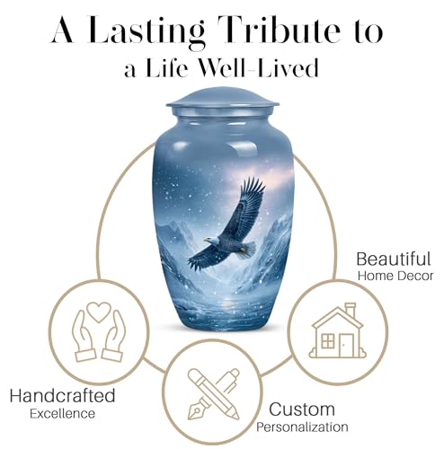 Image of Eagle Urns for Human Ashes Adult Man, Cremation Urns for Human Ashes, Memorial Urn for Adult Male, Large Urn for Ash, (10 Inch, 200 Cubic Inches)