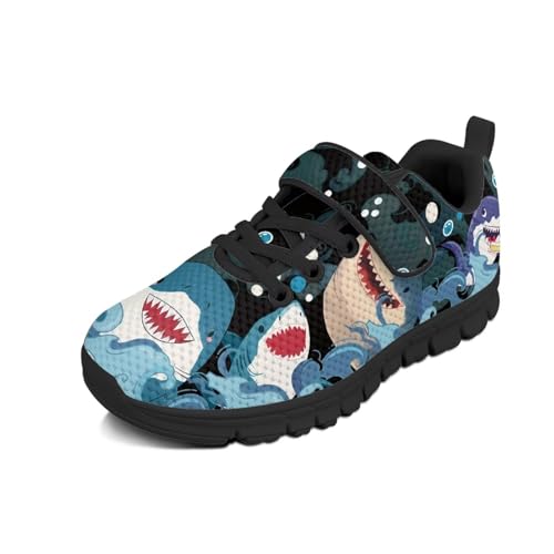 Kids Sneakers Running Tennis Athletic Shoes for Boys&Girls (Little Kid/Big Kid) Cartoon Shark Pattern