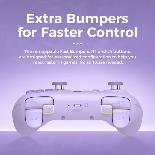 Image of AKNES 8Bitdo Ultimate 2C Wireless 2.4G Controller for Windows PC and Android, Gamepad with Hall Effect Joysticks and Hall Triggers, 1000Hz Polling Rate, Remappable L4 /R4 Bumpers - Purple | Gamepad with Hall Effect Joysticks and Hall Triggers, 1000Hz Polling Rate, Remappable L4 /R4 Bumpers - Purple