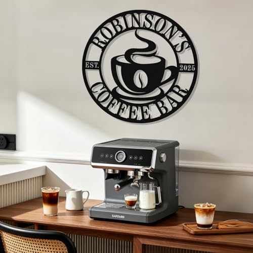 Image of Personalized Coffee Bar Metal Sign, Custom Coffee Signs, Custom Coffee Name Signs for Cafe Station, Coffee Wall Art Decor for Kitchen, Cafe Shop Decor, Cafe Lover Gift