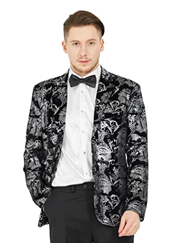 MAGE MALE Men's Dress Party Floral Suit Jacket Notched Lapel Slim Fit Two Button Stylish Blazer4