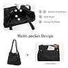 PORRASSO Canvas Shoulder Bag Women Tote Bag Retro Handbag Ladies Top-Handle Bags for Work School Daily Use Black #4