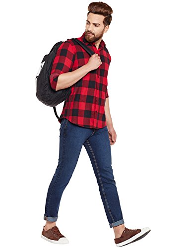 Image of Hancock Red & Black Buffalo Checked Pure Cotton Slim Fit Casual Shirt-43541RED
