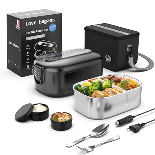 Gamelle Chauffante, 100 W Lunch Box Chauffante Electrique, 1,5 L Gamelle Isotherme pour Repas Chaud,...