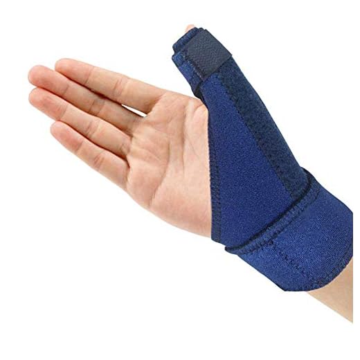 Tumskena, justerbart tumstöd och skydd för smärta, stucken, artrit, tendinit – fingerskena, tummspärr passar höger och vänster hand, blå, enkel